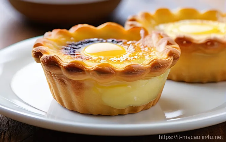 마카오 에그타르트 원조집 - Prompt 1: The Iconic Macanese Egg Tart at Lord Stow's Bakery**