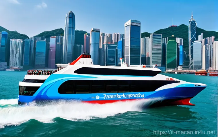 마카오와 홍콩 교통 연결 방법 - Image Prompt 1: The Classic Ferry Journey**