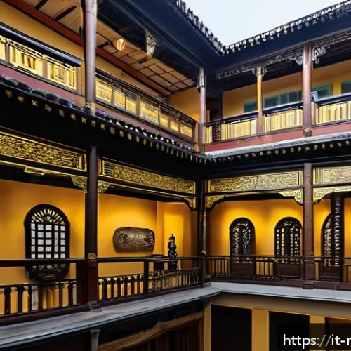 Home 33 마카오 박물관 추천 - A detailed interior view of a lesser-known Macau museum showcasing a blend of traditional Chinese an...